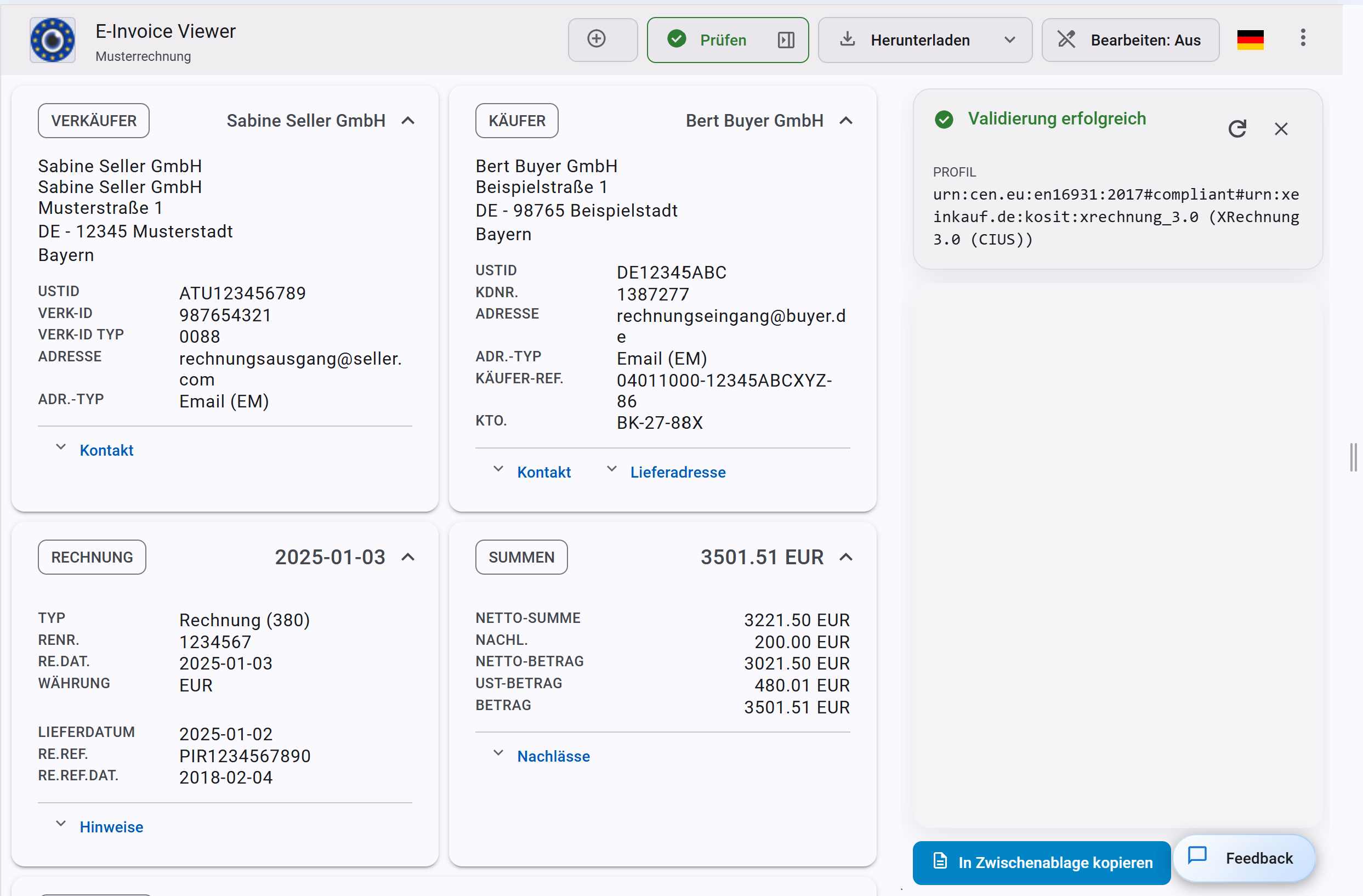 Validate invoice